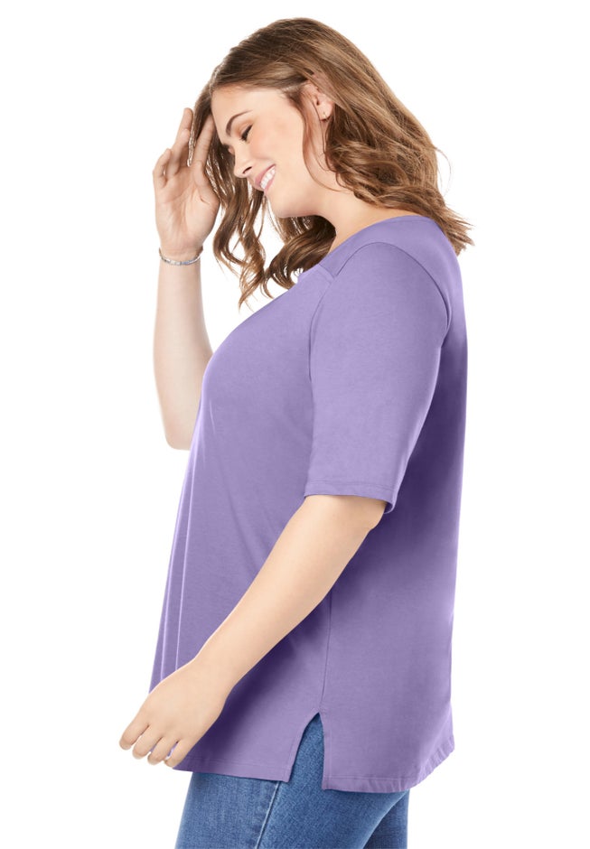 Perfect Elbow-Sleeve Square-Neck Tee image number 2