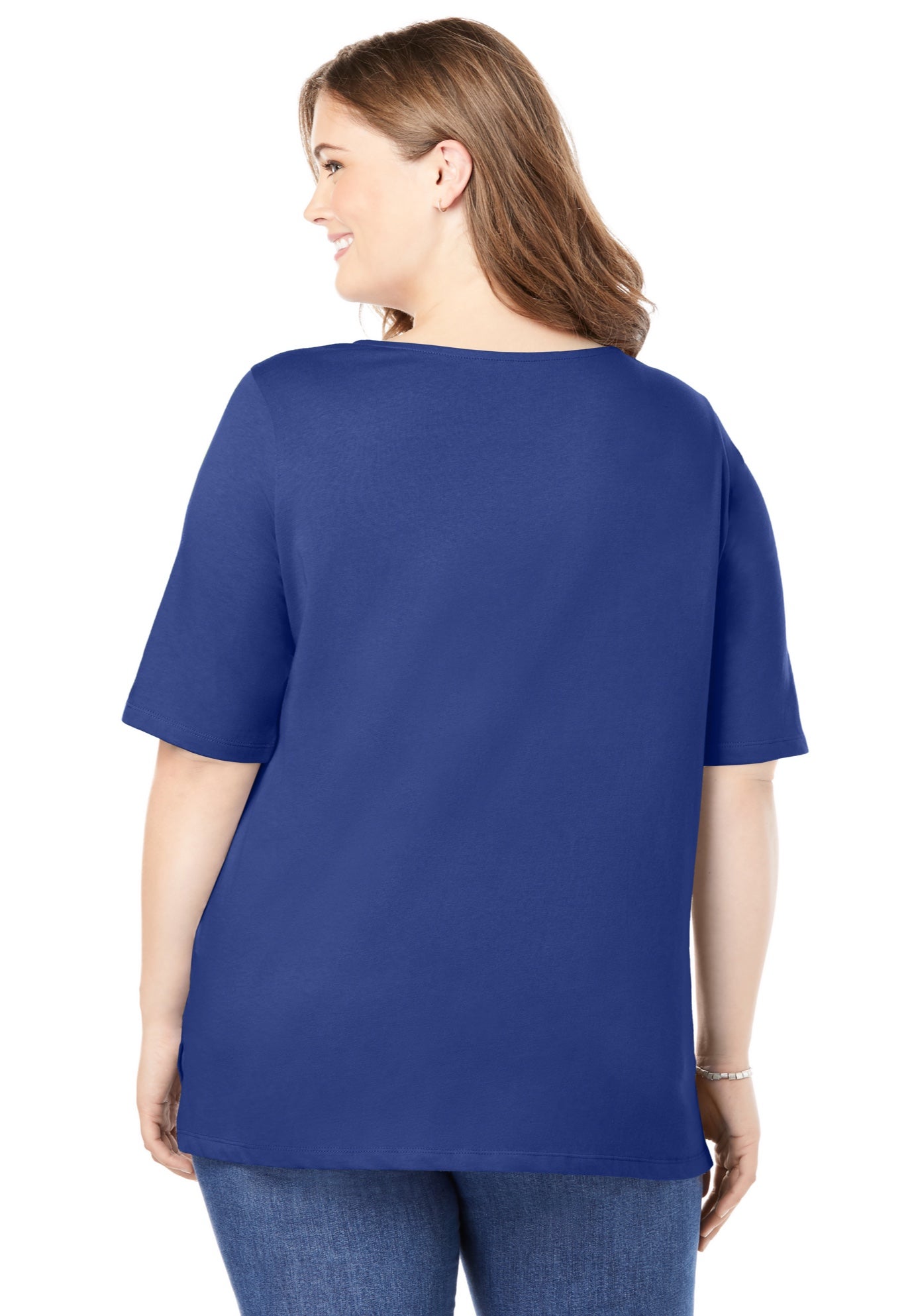 Perfect Elbow-Sleeve Square-Neck Tee image number 1