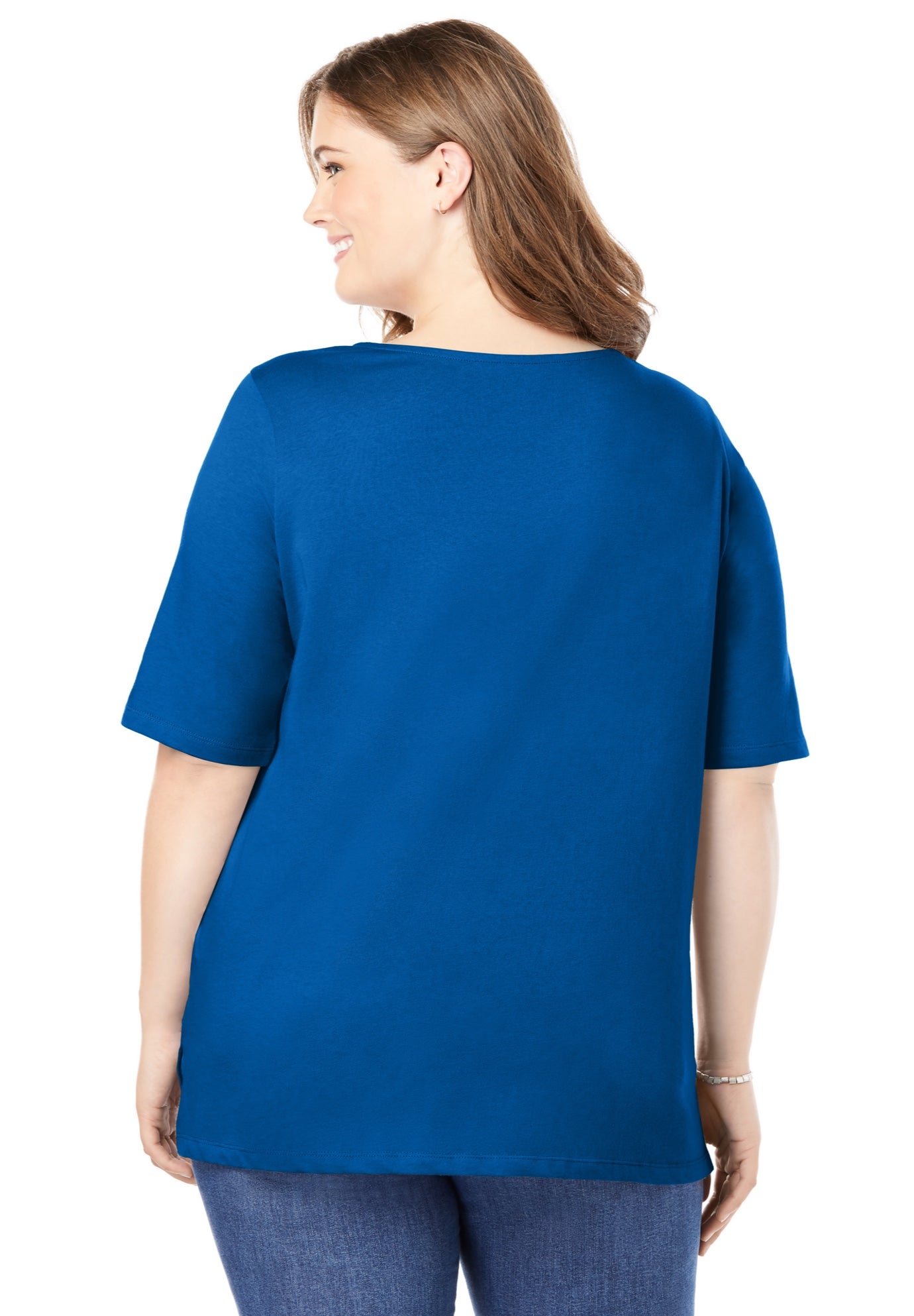 Perfect Elbow-Sleeve Square-Neck Tee image number 1