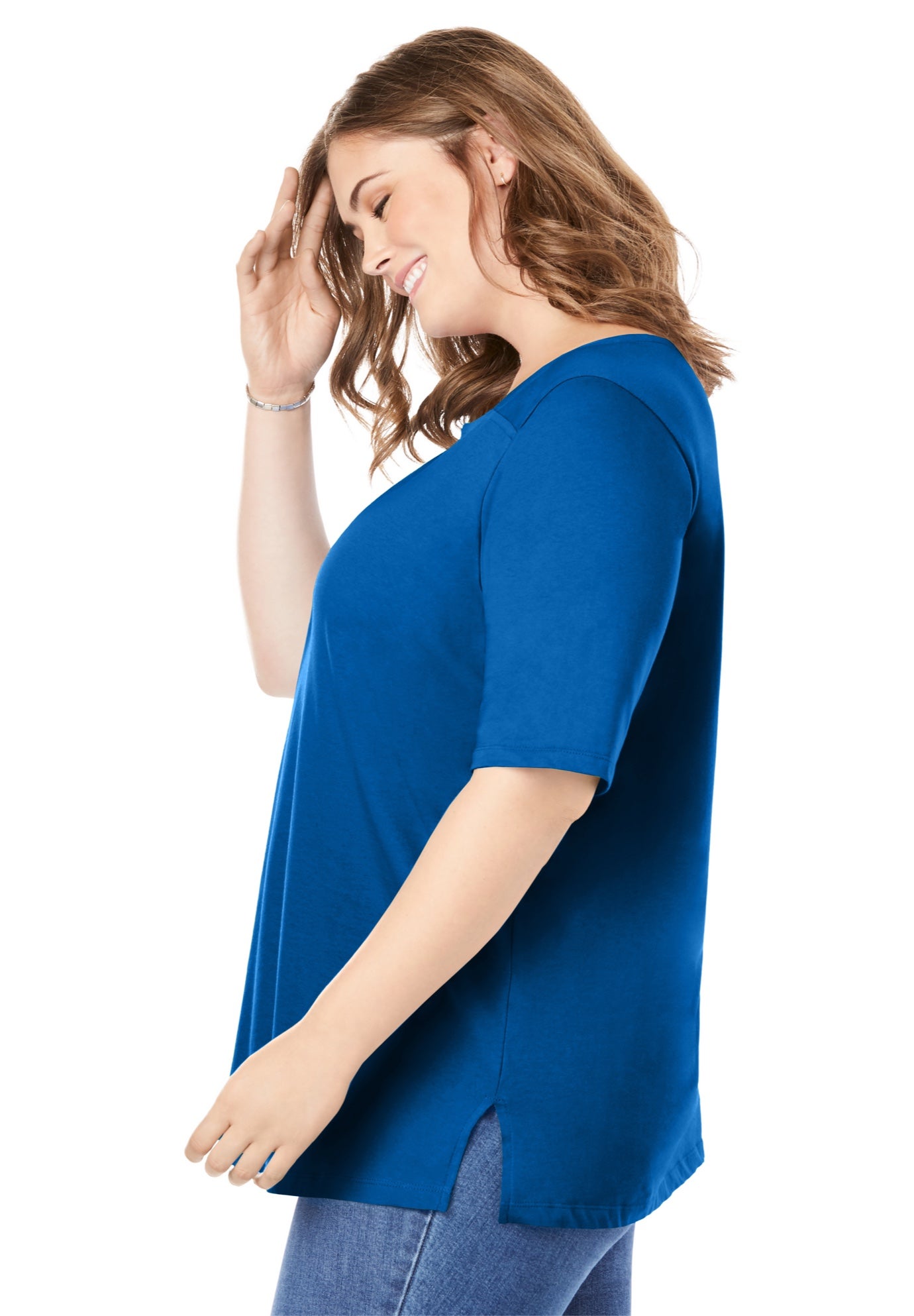 Perfect Elbow-Sleeve Square-Neck Tee image number 2