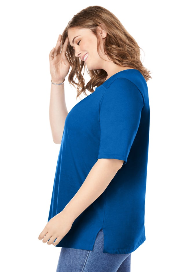 Perfect Elbow-Sleeve Square-Neck Tee image number 2