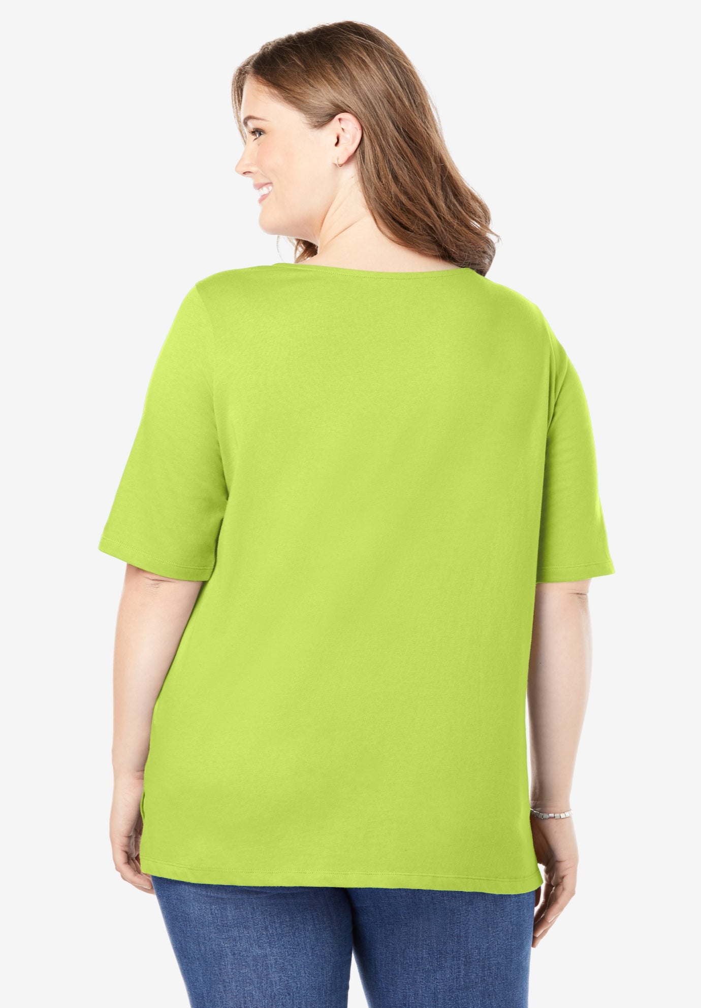 Perfect Elbow-Sleeve Square-Neck Tee image number 1