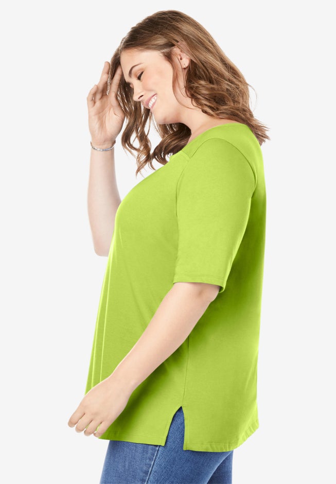 Perfect Elbow-Sleeve Square-Neck Tee image number 2