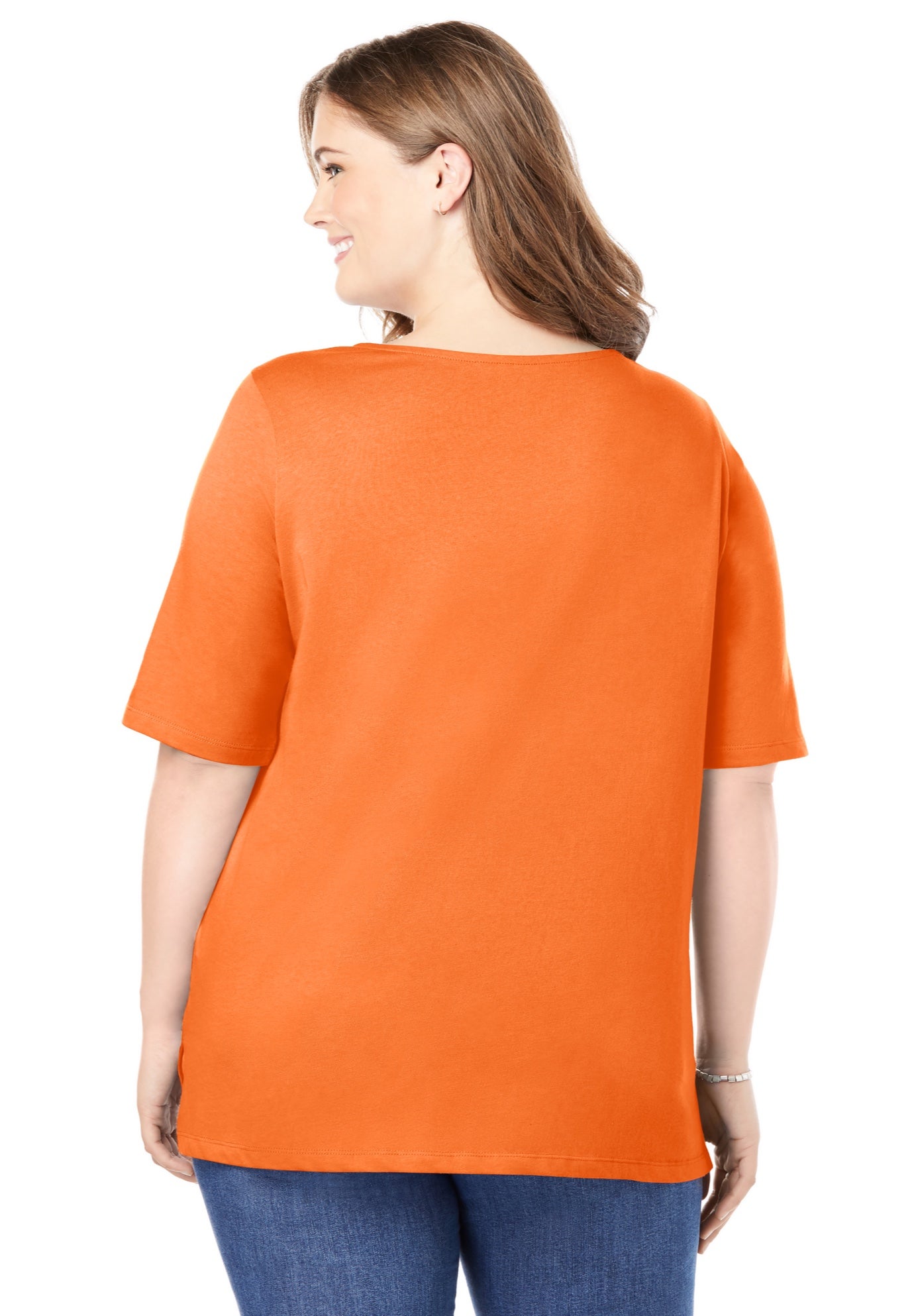 Perfect Elbow-Sleeve Square-Neck Tee image number 1