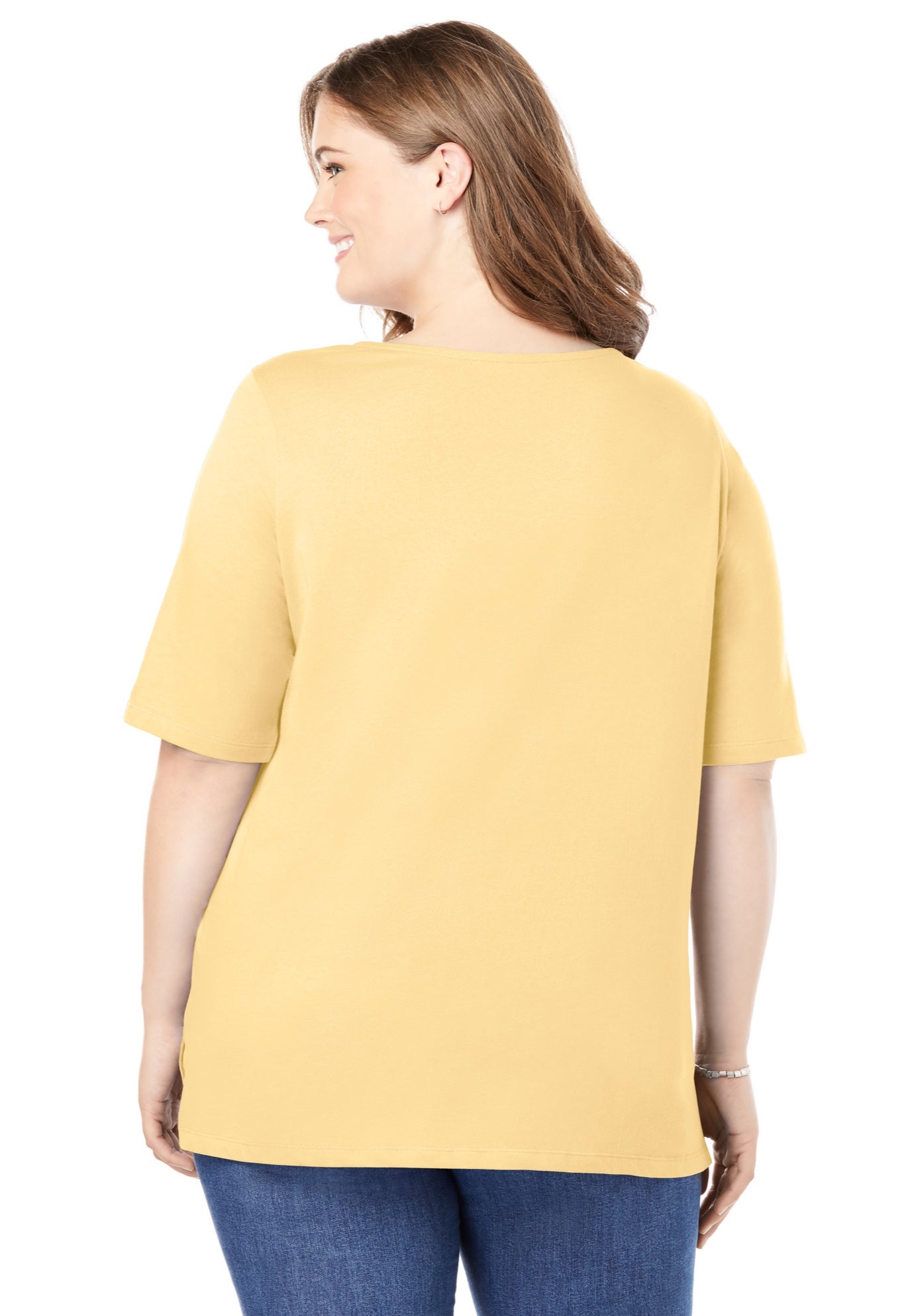 Perfect Elbow-Sleeve Square-Neck Tee image number 1