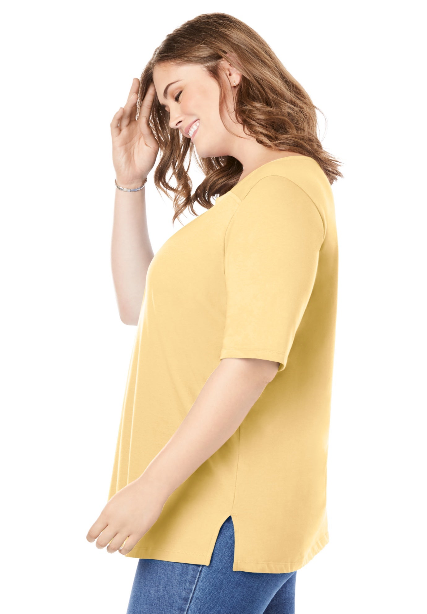 Perfect Elbow-Sleeve Square-Neck Tee image number 2
