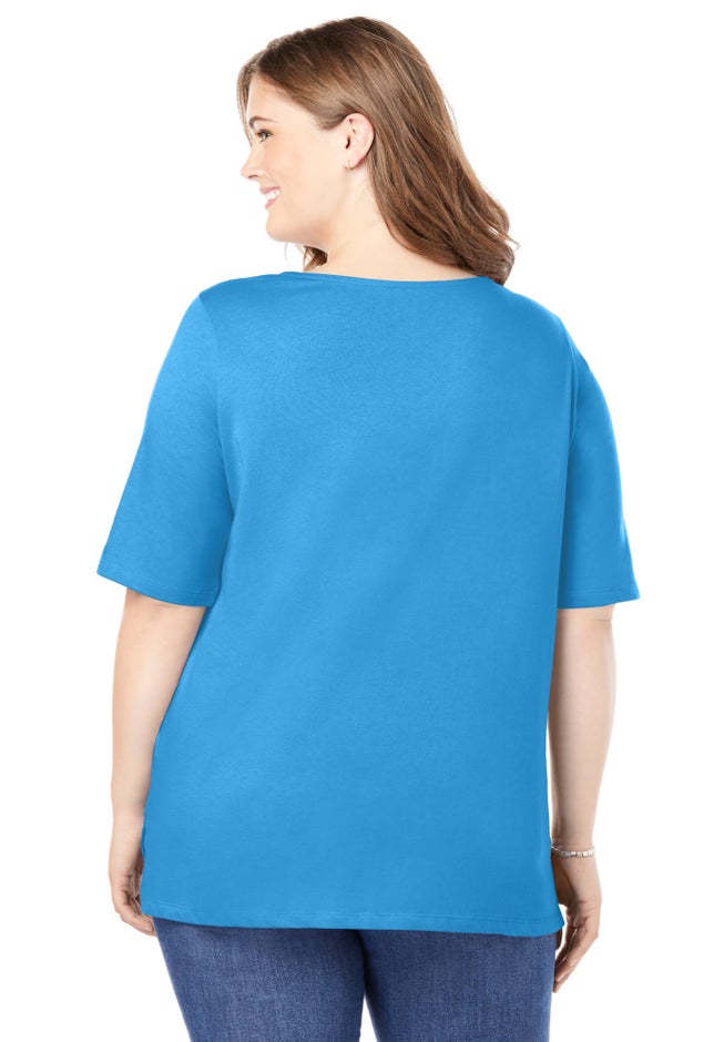Perfect Elbow-Sleeve Square-Neck Tee image number 1