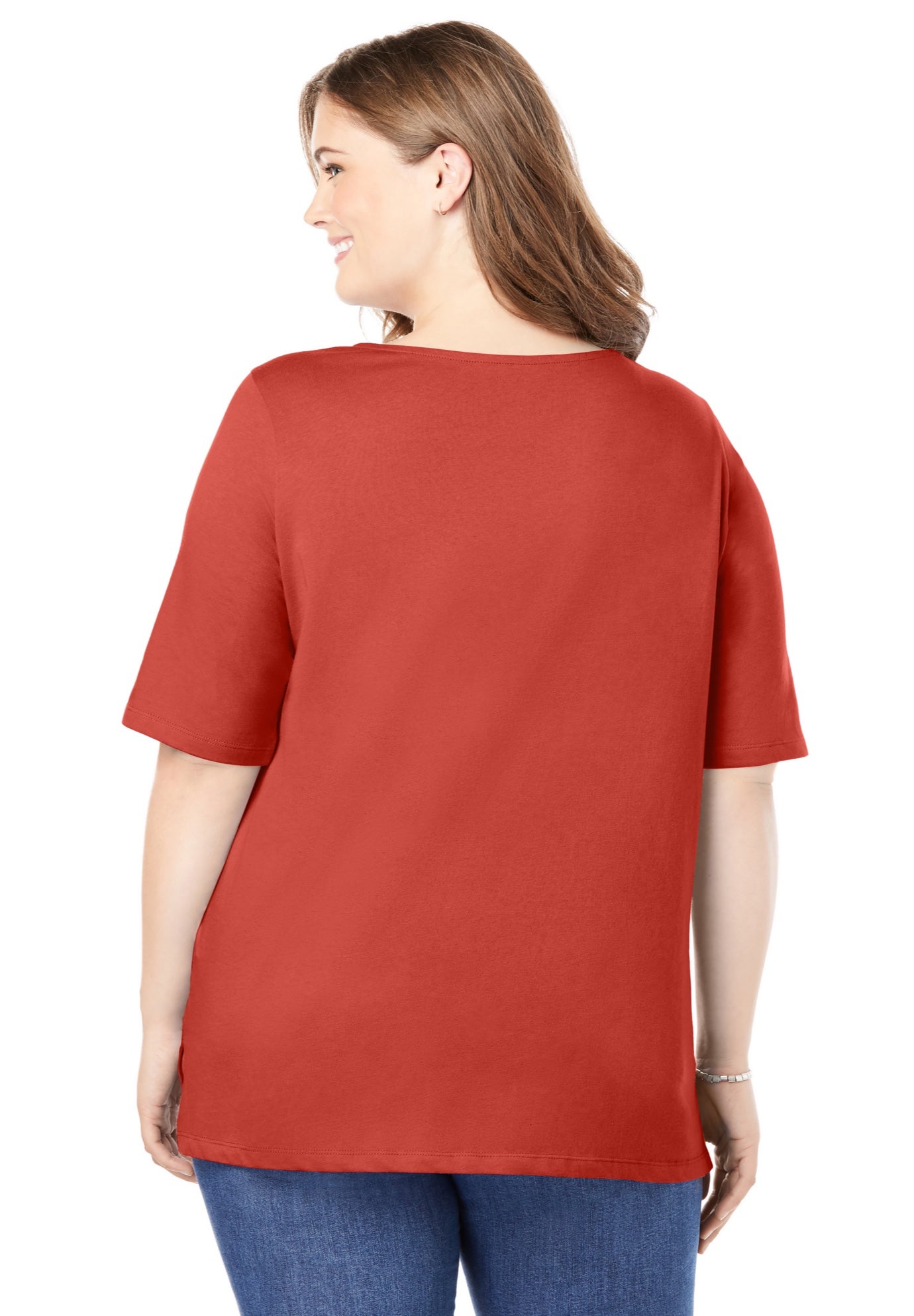 Perfect Elbow-Sleeve Square-Neck Tee image number 1