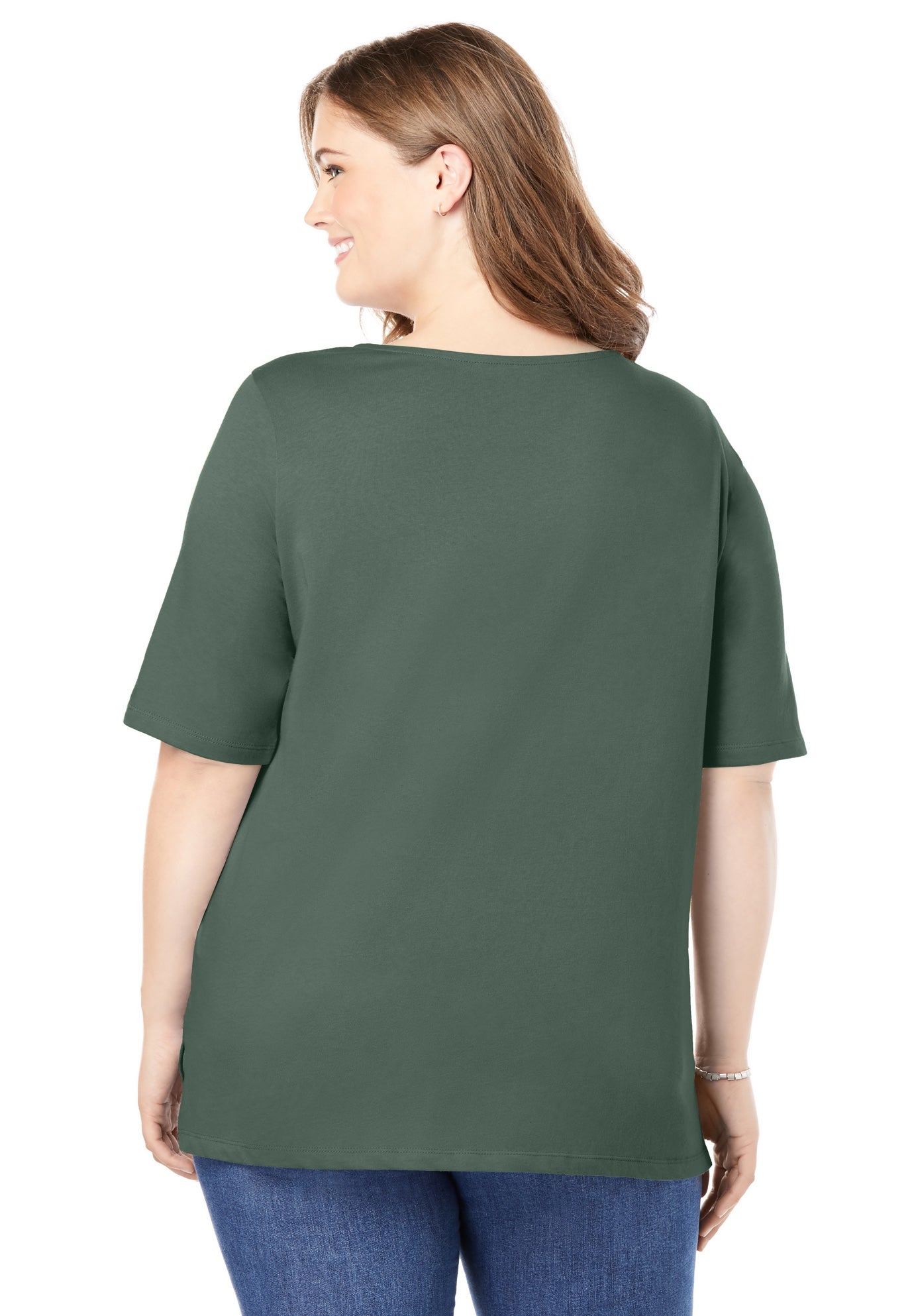 Perfect Elbow-Sleeve Square-Neck Tee image number 1