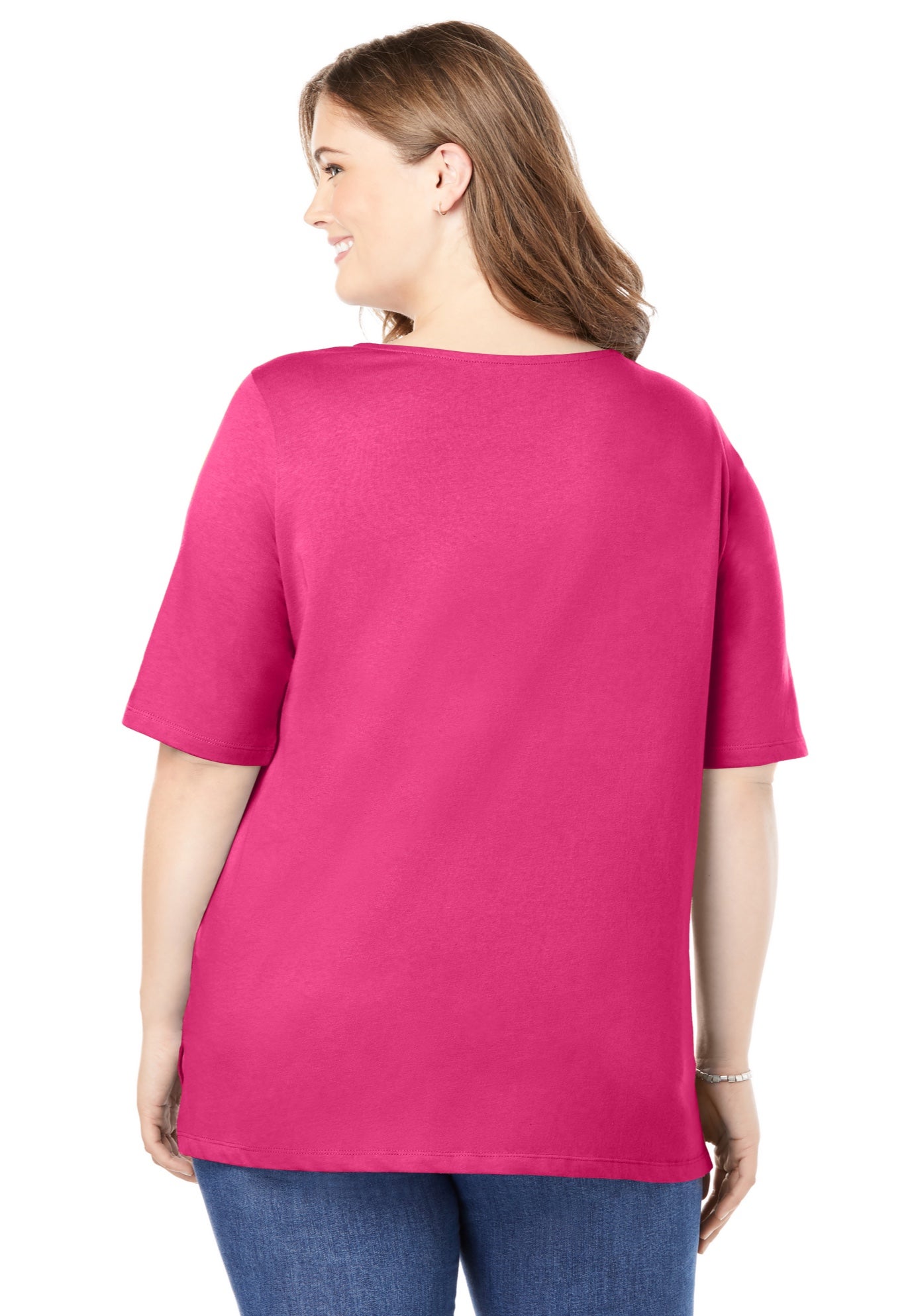 Perfect Elbow-Sleeve Square-Neck Tee image number 1