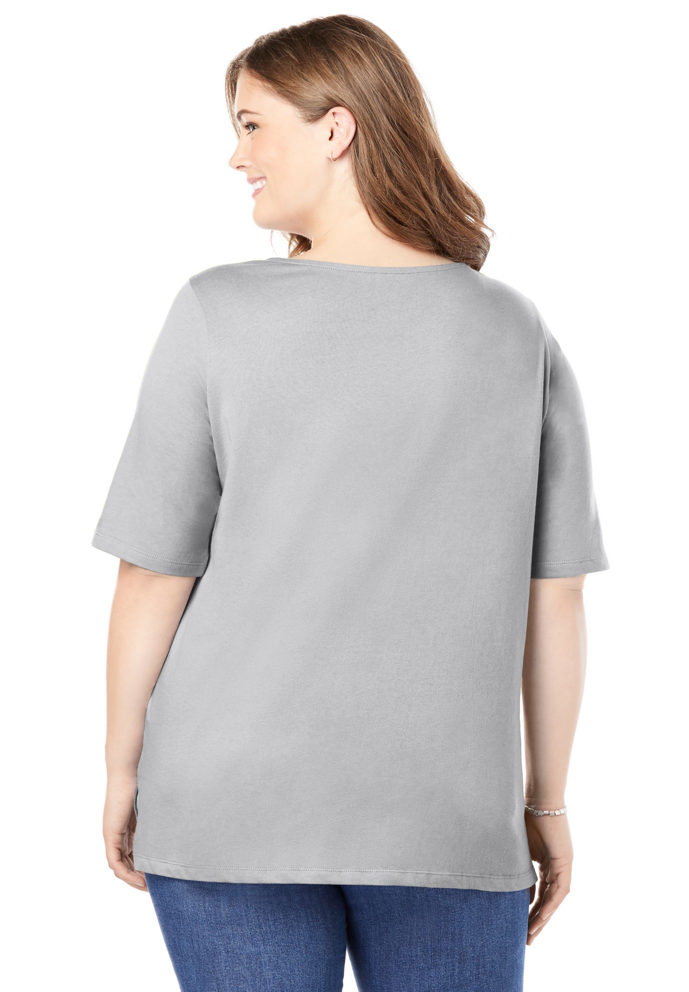 Perfect Elbow-Sleeve Square-Neck Tee image number 1