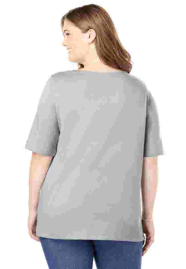 Perfect Elbow-Sleeve Square-Neck Tee image number 1