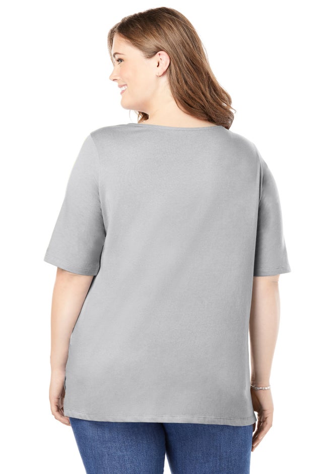 Perfect Elbow-Sleeve Square-Neck Tee image number 1