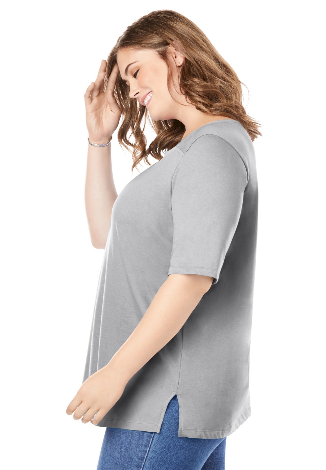 Perfect Elbow-Sleeve Square-Neck Tee image number 2