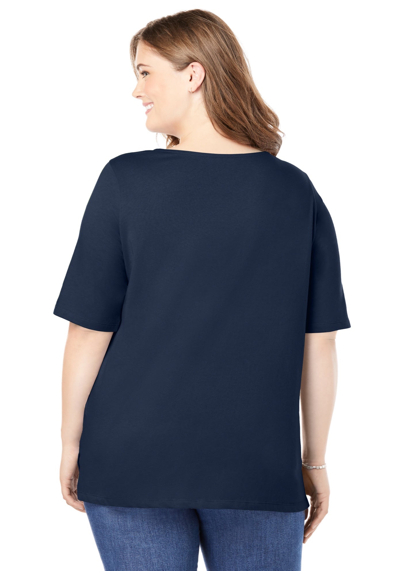 Perfect Elbow-Sleeve Square-Neck Tee image number 1