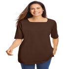 Perfect Elbow-Sleeve Square-Neck Tee image number 0