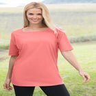 Perfect Elbow-Sleeve Square-Neck Tee image number null