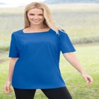 Perfect Elbow-Sleeve Square-Neck Tee image number null