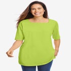 Perfect Elbow-Sleeve Square-Neck Tee image number null