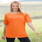 Perfect Elbow-Sleeve Square-Neck Tee image number null