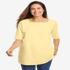 Perfect Elbow-Sleeve Square-Neck Tee image number null