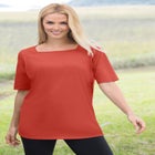 Perfect Elbow-Sleeve Square-Neck Tee image number null