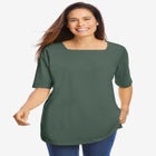 Perfect Elbow-Sleeve Square-Neck Tee image number null