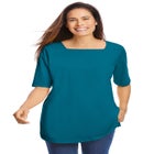 Perfect Elbow-Sleeve Square-Neck Tee image number 0