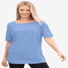 Perfect Elbow-Sleeve Square-Neck Tee image number null