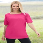 Perfect Elbow-Sleeve Square-Neck Tee image number null