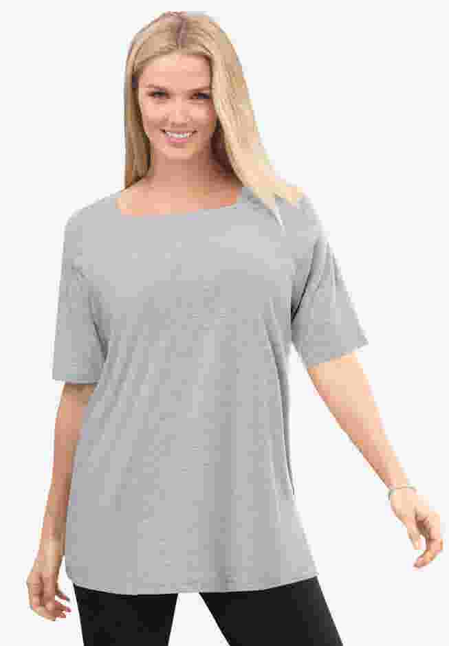 Perfect Elbow-Sleeve Square-Neck Tee image number 0