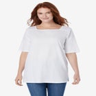 Perfect Elbow-Sleeve Square-Neck Tee image number null