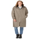Mid-Length Fleece-Lined Raincoat with Zip-Off Hood image number 0