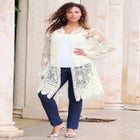 Plus Size Floral Lace Crochet Duster image number null