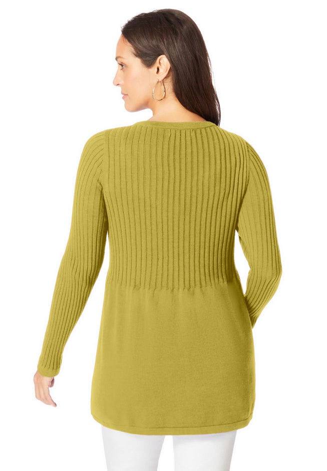 Ribbed Baby Doll Tunic Sweater image number 1