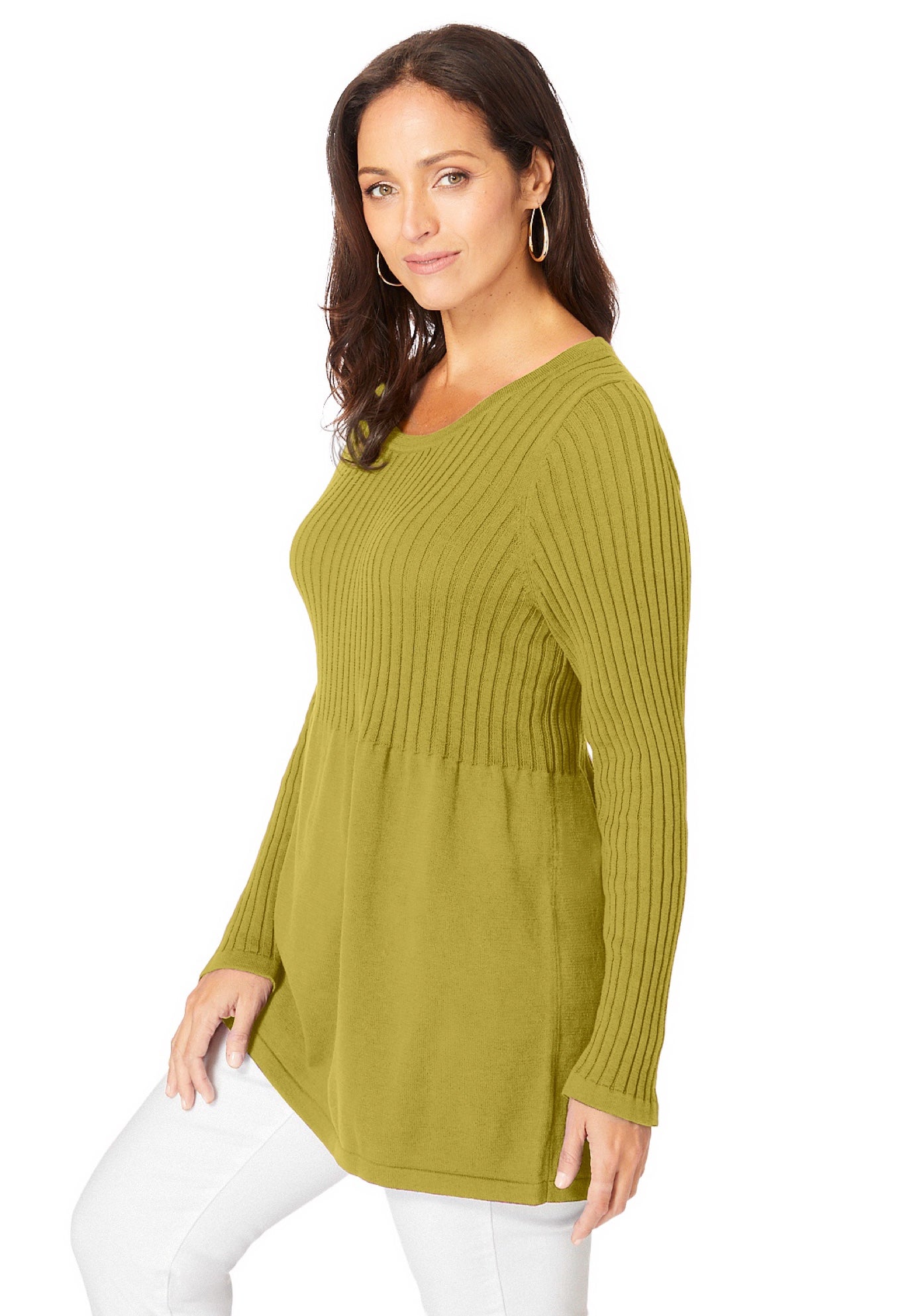 Ribbed Baby Doll Tunic Sweater image number 2