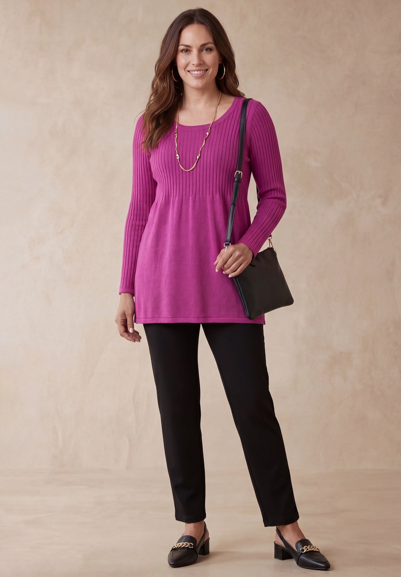 Ribbed Baby Doll Tunic Sweater image number 0