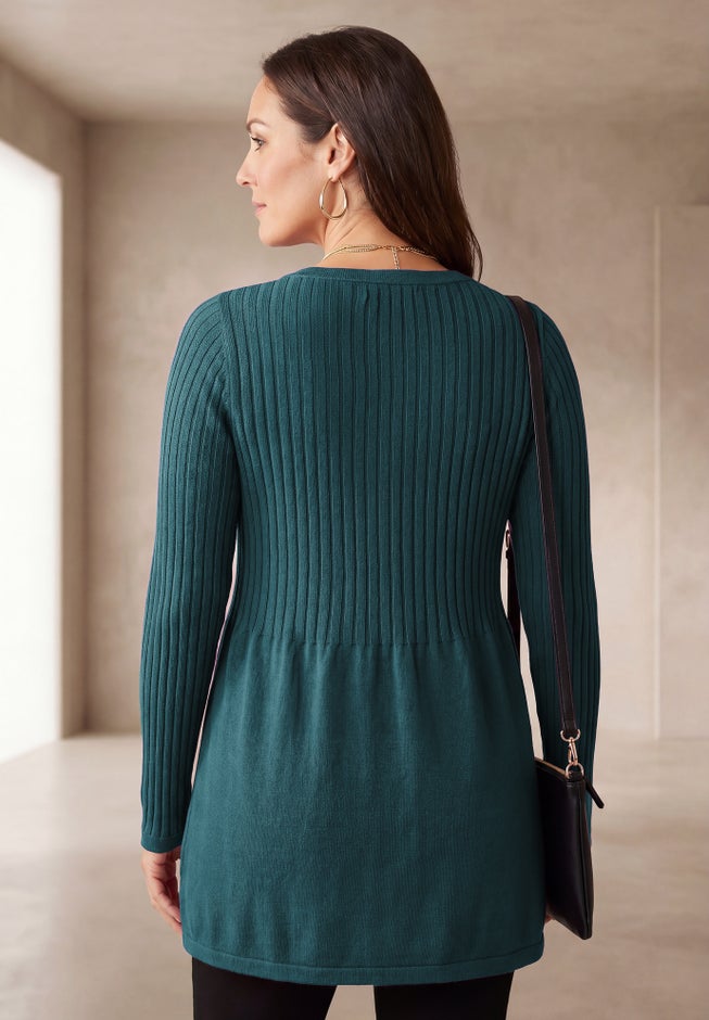 Ribbed Baby Doll Tunic Sweater image number 1