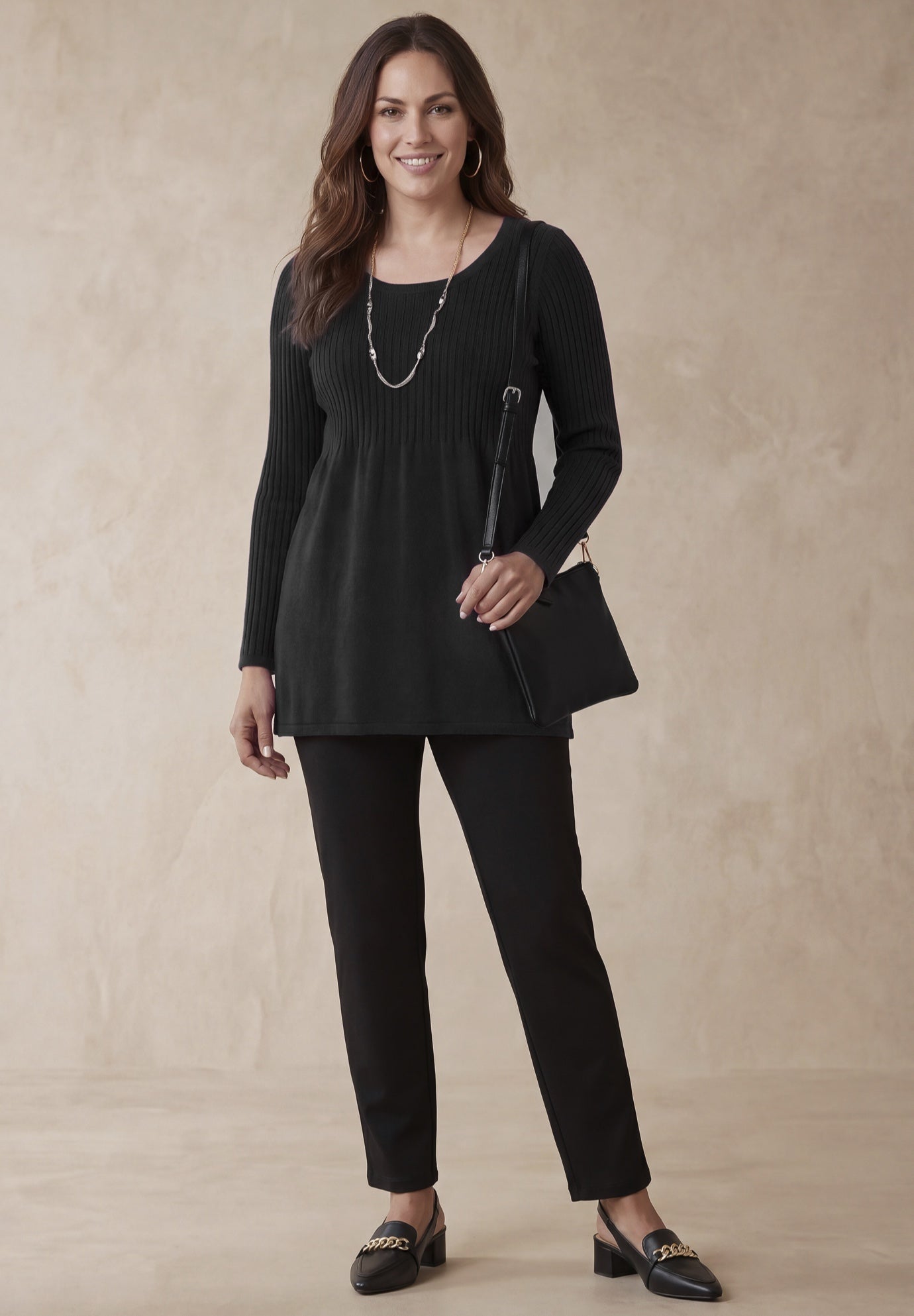 Ribbed Baby Doll Tunic Sweater image number 0