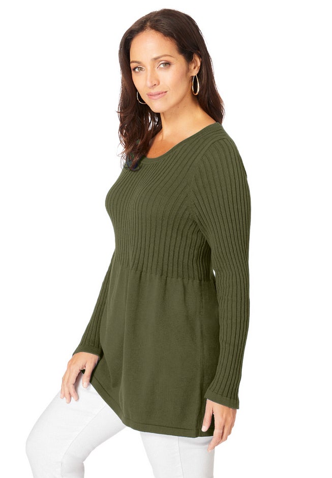 Ribbed Baby Doll Tunic Sweater image number 2