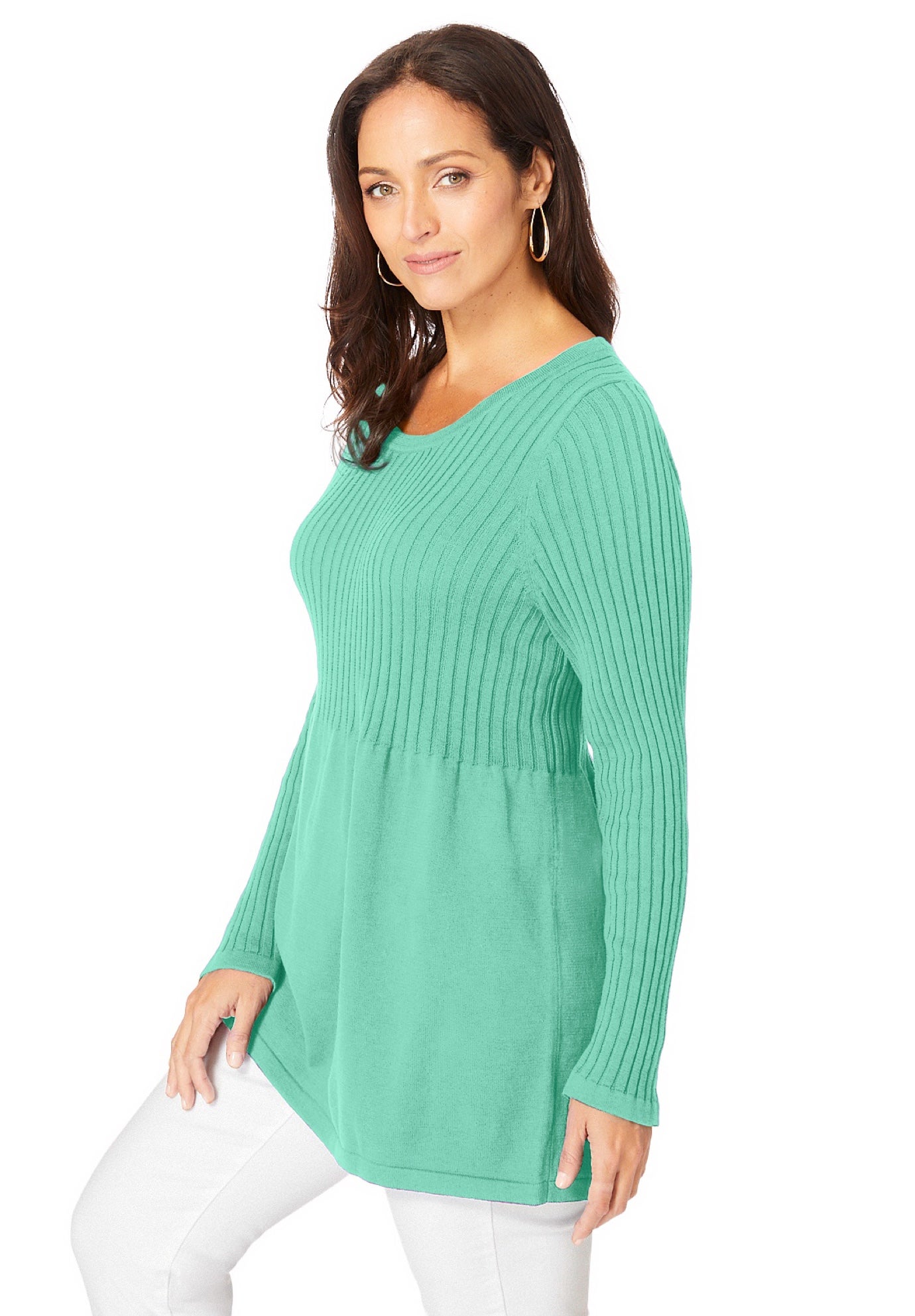 Ribbed Baby Doll Tunic Sweater image number 2