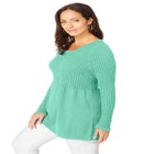 Ribbed Baby Doll Tunic Sweater image number null