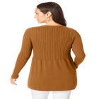 Ribbed Baby Doll Tunic Sweater image number null