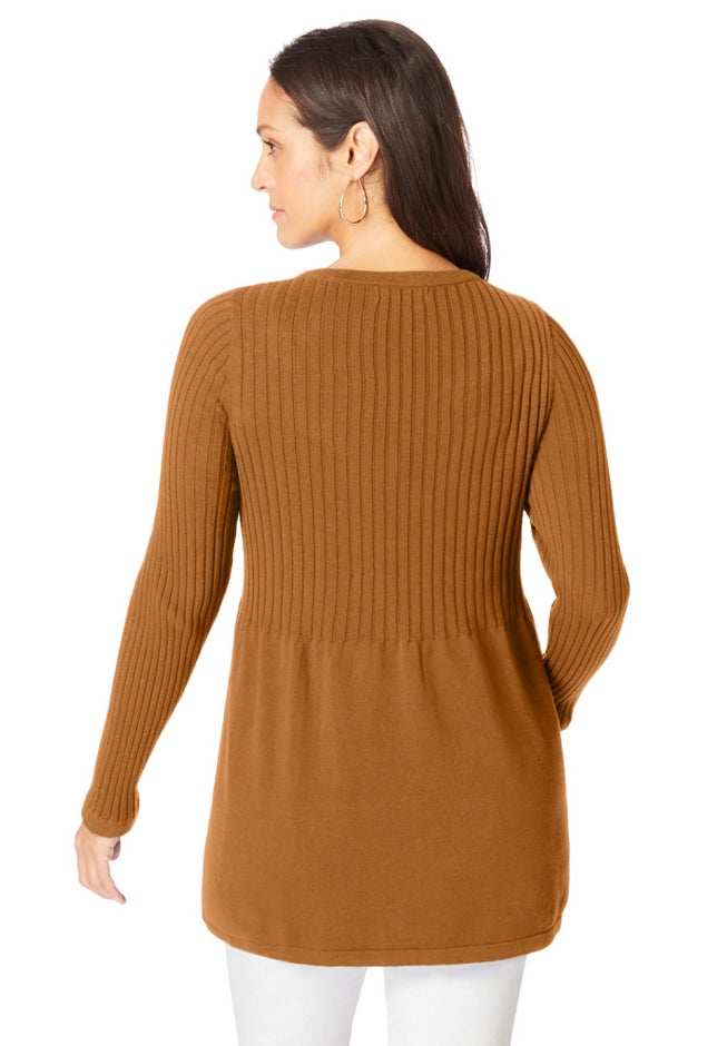 Ribbed Baby Doll Tunic Sweater image number 1