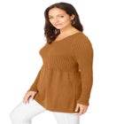 Ribbed Baby Doll Tunic Sweater image number null