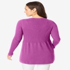 Ribbed Baby Doll Tunic Sweater image number null