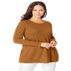 Ribbed Baby Doll Tunic Sweater image number null