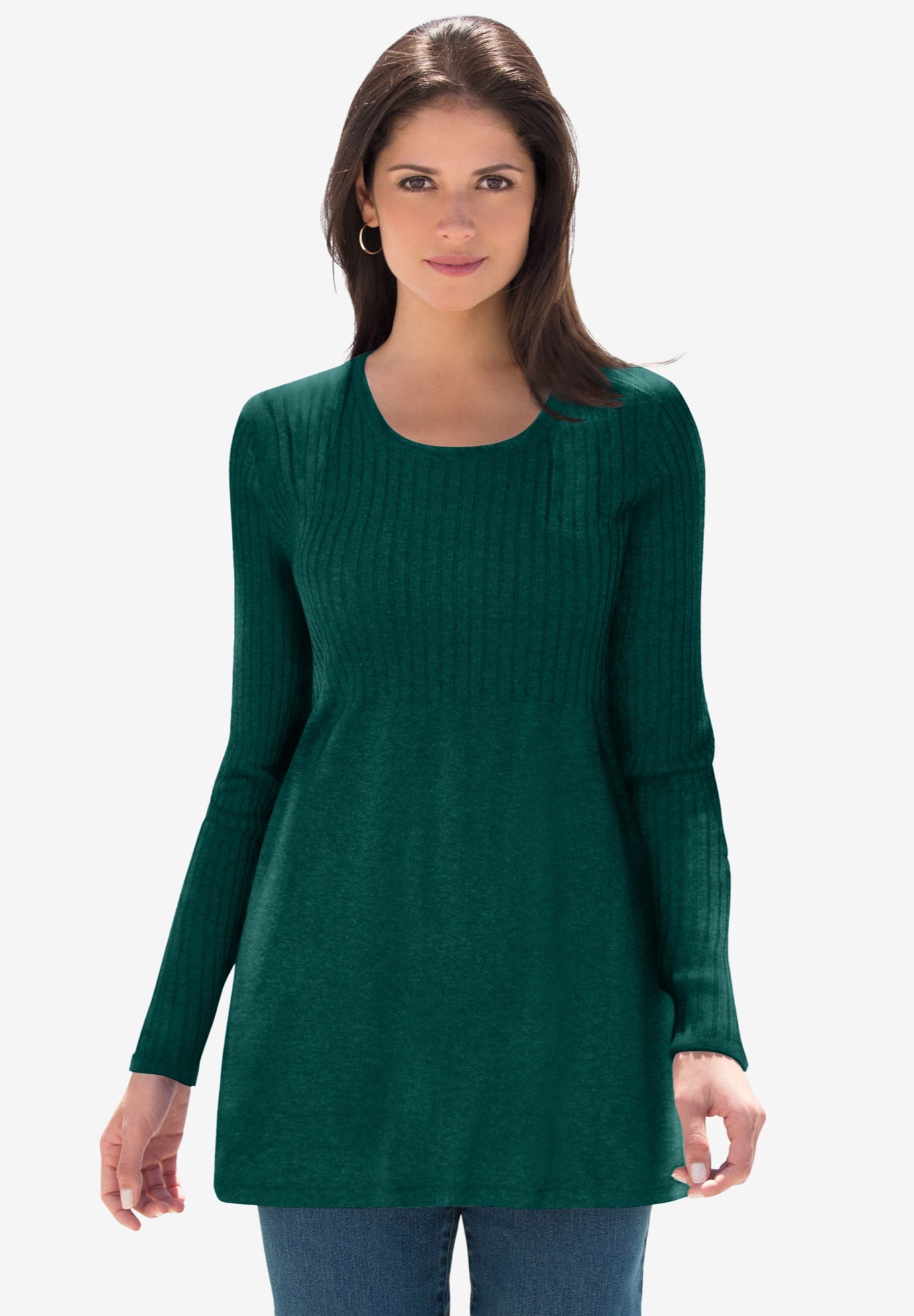 Ribbed Baby Doll Tunic Sweater image number 0