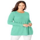 Ribbed Baby Doll Tunic Sweater image number null