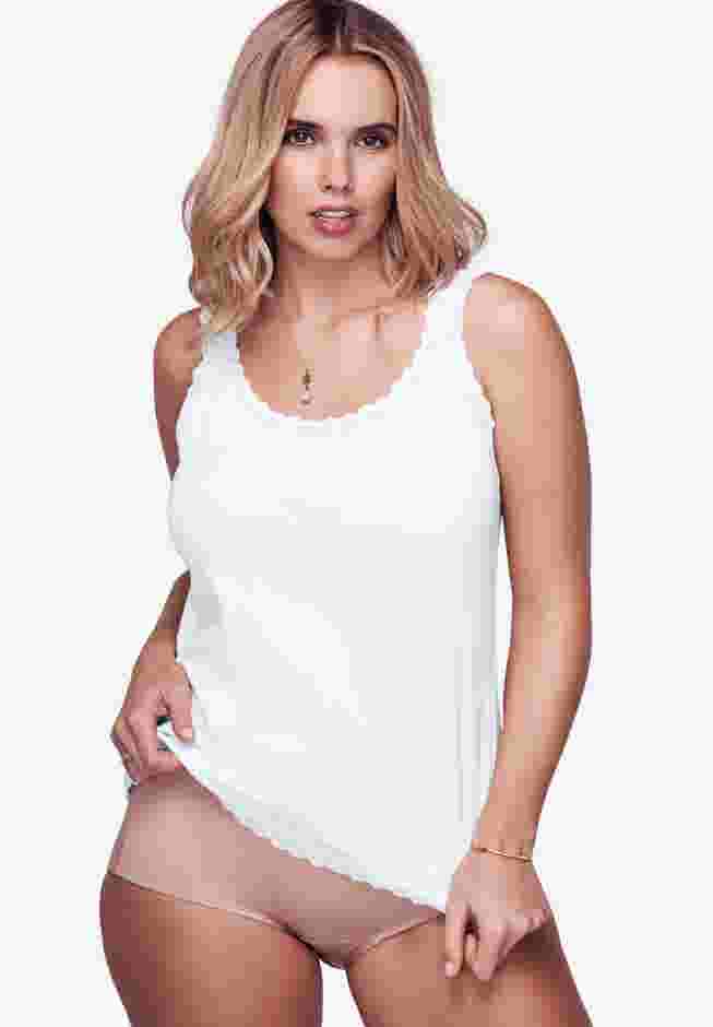 Lace-Trimmed Stretch Cotton Camisole  image number 1